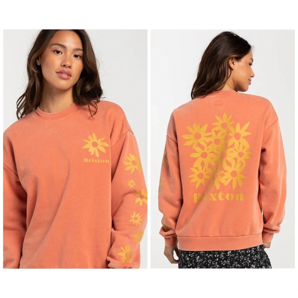 Brixton Amarillo Creek Crew Neck Sweatshirt In Apricot Size XS